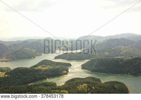 View At Zaovine Lake From Tara Mountain In Serbia