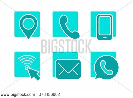 Contacts Icon - Location (geo Pin), Phone (handset And Mobile), Website (wi-fi Network And Cursor), 