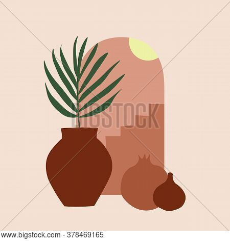 Mediterranean Structure, Dwelling, House. Elements Of Architecture And Interior Design. The Southern