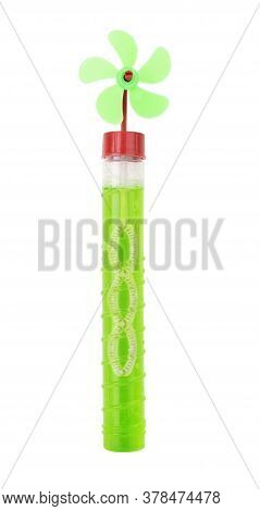 Plastic Bottle Of Soap Bubbles Isolated On White Background