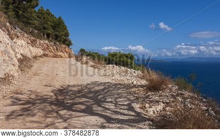Nice View Of The Coastline With Sea And Sky On The Island Of Hvar In The Ivan Dolac Area.