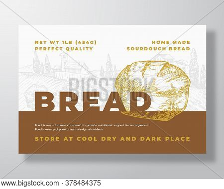 Sourdough Bread Label Template. Abstract Vector Packaging Design Layout. Modern Typography Banner Wi