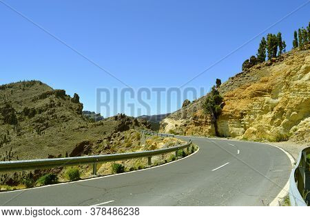 Country Road In Boca Tauce, Mount Teide National Park In Tenerife