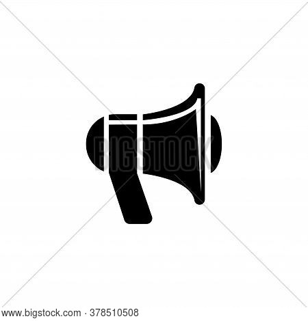 Megaphone, Loudspeaker, Alarm Loudhailer. Flat Vector Icon Illustration. Simple Black Symbol On Whit