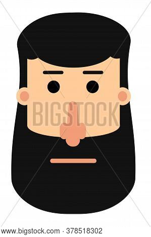 This Is A Flat Man Face Art Having A Beard.