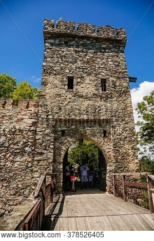 Stone Walls With Battlements, Castle Bitov, South Moravia Region, Czech Republic, July 05, 2020