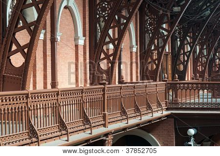 Footbridge And Wood Door