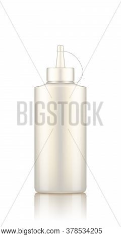 White Plastic Squeeze Mayonaise Bottle With Cap Mockup
