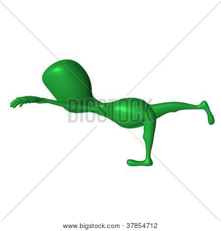 หุ่นเขียว 3D หมุนออกกล้ามเนื้อยืดหยุ่น