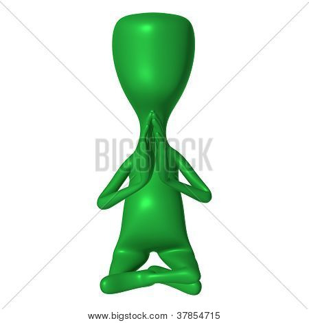 หุ่น 3D สีเขียว Mimicking อธิษฐานก่อให้เกิด