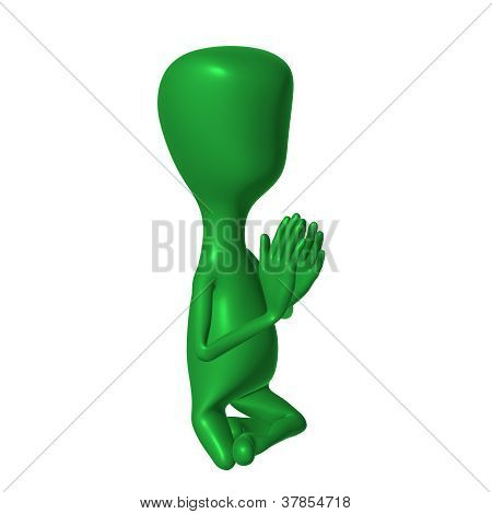 หุ่น 3D สีเขียว Mimicking อธิษฐานก่อให้เกิด
