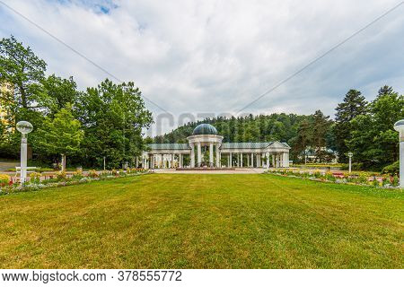 View On The Kolonada Building From Park In The Czech Spa Town Marienbad In Summer