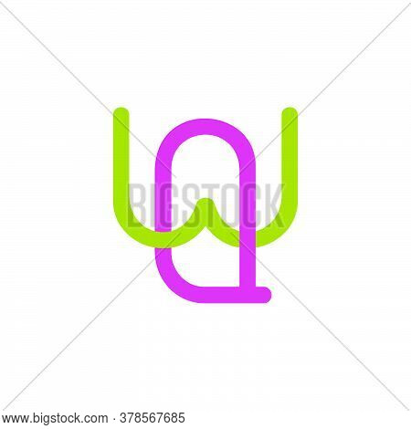 Letter Wq Linked Colorful Geometric Design Logo Vector
