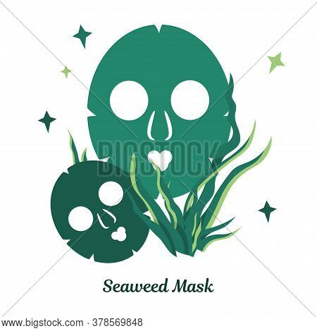 Illustration With Beauty Masks For Face Skin. Skin Care Masks Based On Seaweed, Green Algae. Natural