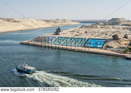 Ismailia, Egypt - November 14, 2019: Suez Canal Authority Monument And Gigantic Letters Saying 