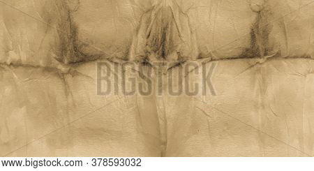 Ripped Parchment. Beige Ethnic Art. Eco Rice Paper Shibori Ornament. Beige Ivory. Parchment Dyed Art