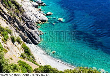 The Punta Nera Beach In Italy Is Located On The Western Side Of The Elba Coast, About 2 Km Away From