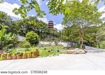 Panoramic View Over Xiangde Temple Area On Taiwan In Summer