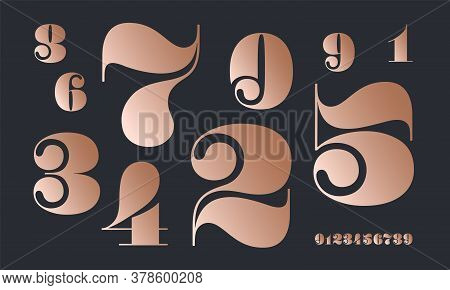 Number Font. Font Of Numbers In Classical French Didot Or Didone Style With Contemporary Geometric D