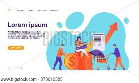 People Investing Their Money In Venture Fund Vector Illustration. Business People Financing High Pot