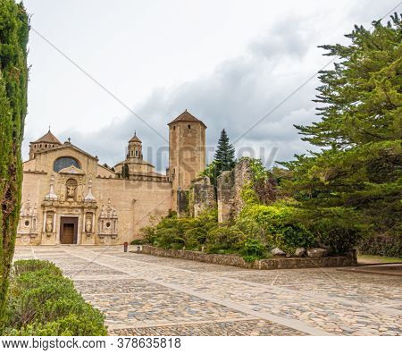 View On Entry Gate Of Monastery Of Poblet In Spain During Daytime