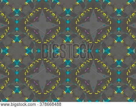 Portuguese Decorative Tiles. Grey Flora Patchwork Carpet. Portuguese Decorative Tiles Background. Sp