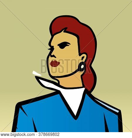 Defiant Woman In Blue Working Dress With Hope.