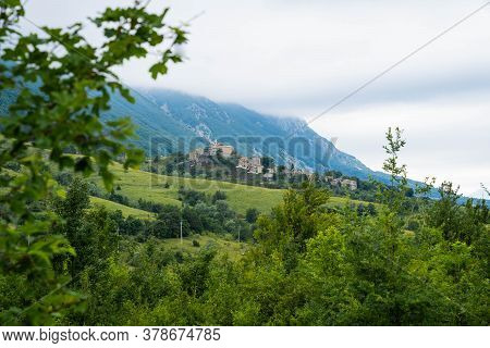 Mountain View Of Village Of Roccacaramanico In Abruzzo, Italy