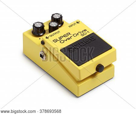 Bangkok, Thailand - July 15, 2020: Boss Electric Guitar Effects Pedals  Model Super Overdrive Sd-1. 