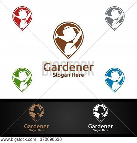 Pin Gardener Logo With Green Garden Environment Or Botanical Agriculture