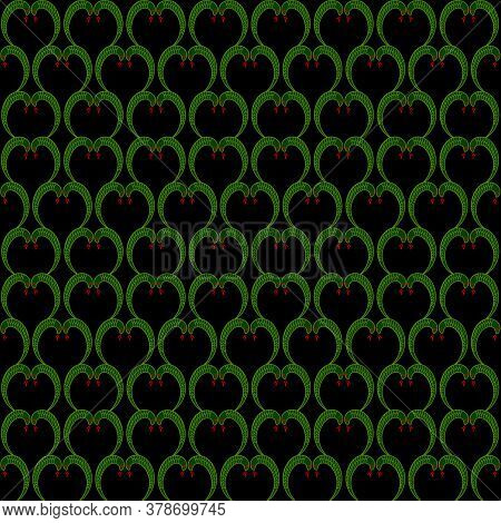 Beautiful Seamless Hand Drawn Vector Pattern Of Snakes For Fashion Prints On Black Background