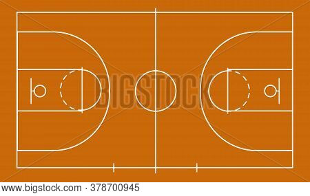 Isolated Basketball Field For Ball Game On The Field In Orange. Competitive Sport On The Site. Stadi