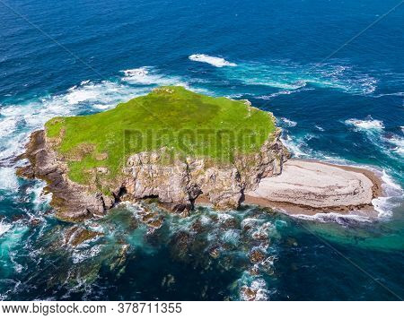 Aerial Of Glashedy Island , An Uninhabitated Island West Of Trawbreaga Bay - Donegal, Ireland