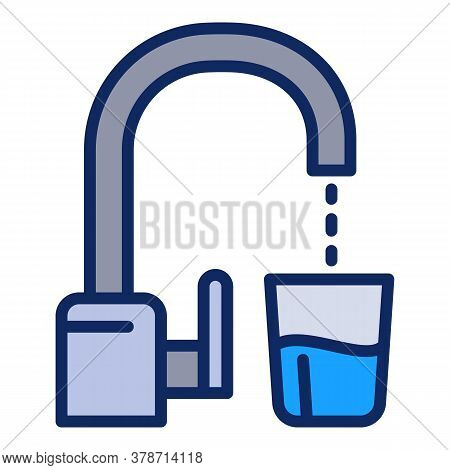 Water Filter Tap Icon. Outline Water Filter Tap Vector Icon For Web Design Isolated On White Backgro