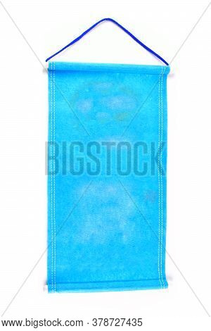Sky Blue Scroll Isolated On White Background, Empty Scroll On White Background