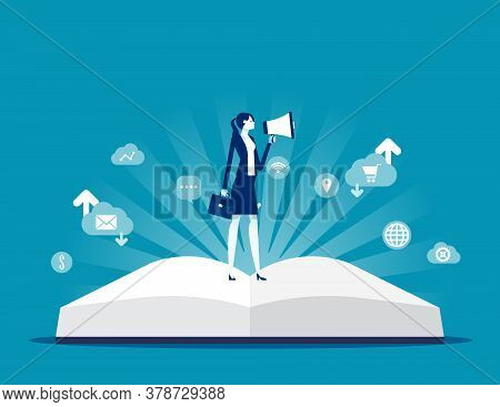 Brand Storytelling . Business And Education Concept. Flat Cartoon Vector Illustration