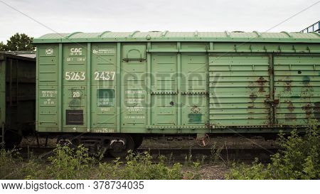 Kazakhstan, Ust-kamenogorsk - 3 July,2020. Freight Car. Railway Station Oskemen-1.