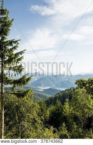 Distant Aerial View At Zaovine Lake From Tara Mountain In Serbia