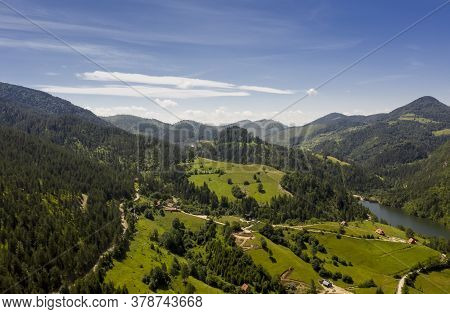 View At Zaovine Lake From Tara Mountain In Serbia