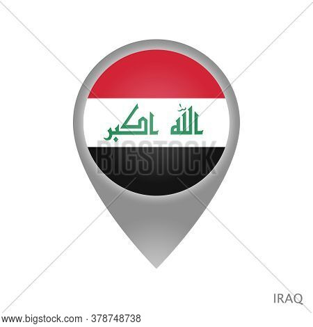 Map Pointer With Flag Of Iraq. Colorful Pointer Icon For Map. Vector Illustration.