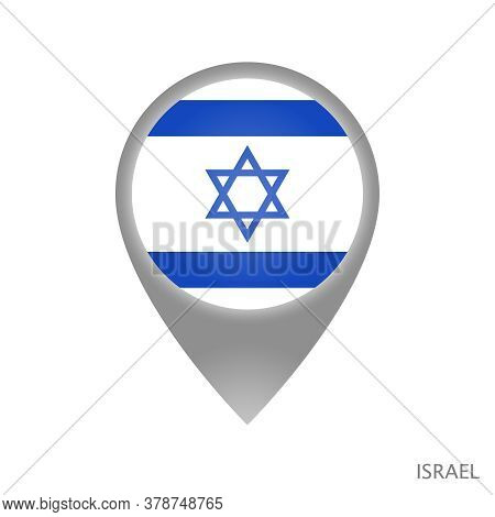Map Pointer With Flag Of Israel. Colorful Pointer Icon For Map. Vector Illustration.
