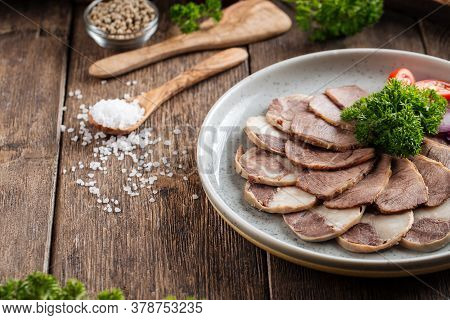 Closeup On Kazakh National Horse Meat Sausage Qazy Platter