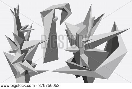 Abstract Geometric Modern Asymmetric Forms Design Set. Vector Illustration