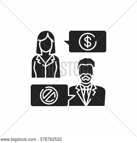 Refusal Of A Bribe Glyph Black Icon. Business Bribery And Kickback Corruption Concept. Sign For Web 