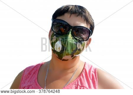 Middle Aged Euripean Woman Wearing And Protective Mask