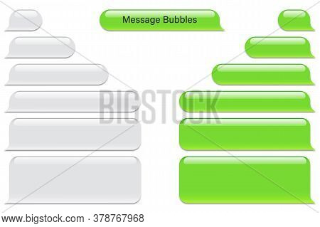 Blank Vector Message Bubbles. Chat Or Messenger Speech Bubble. Sms Text Frame. Short Message Sending