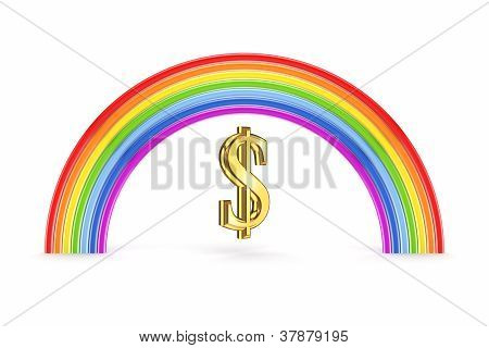 Rainbow and dollar sign.
