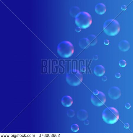 Digital Generated Illustration - Scattering Transparent  Spherical Particles Of Gas Or Water Drops. 