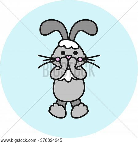 Vector Illustration With A Surprised Bunny. Surprise, Unexpectedness. Happy Easter Bunny Vector Illu
