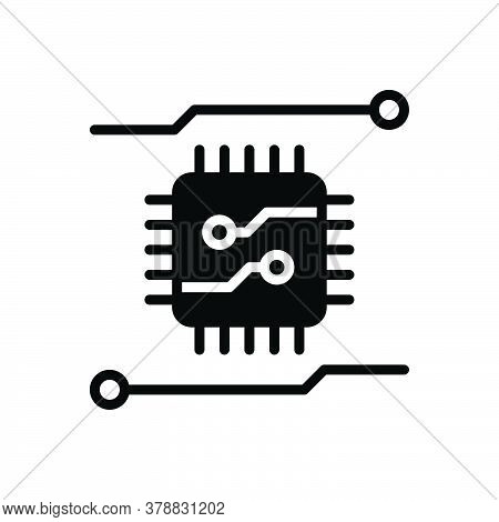 Black Solid Icon For Chip Computer Hardware Device Memory Thin Electronic Circuit  Technology Mother